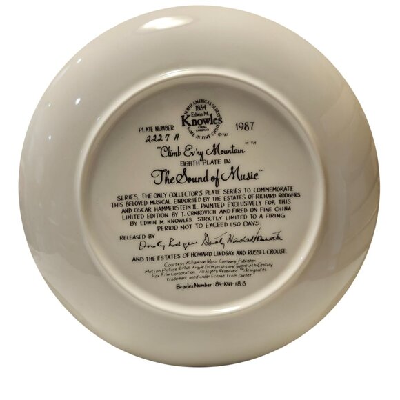 Vintage 1987 The Sound of Music Climb Ev’ry Mountain Plate Edwin M Knowles - Picture 2 of 6